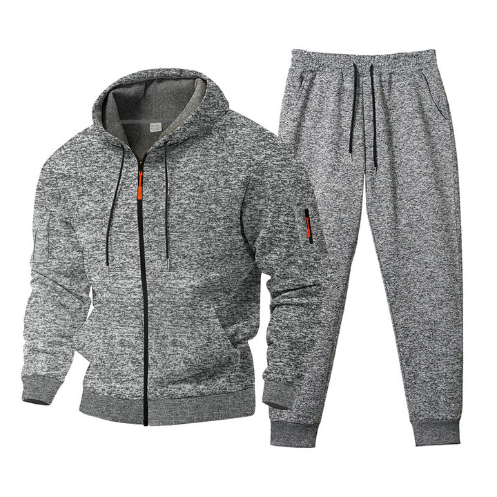 Men's marled hoodie sweat set with full zip, zip arm pocket, and drawstring joggers Mune Fashion
