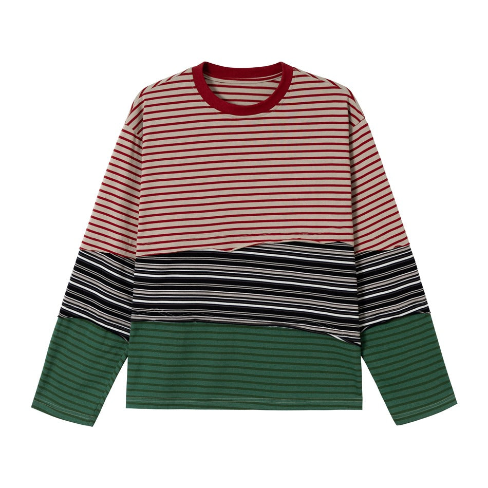Unisex Casual Oversized Long Sleeve Shirt with Block Stripes made of Cotton Blend Mune Fashion