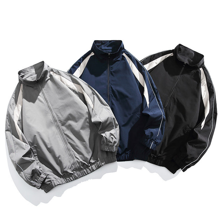 Men's sporty transitional jacket with high collar and elastic waist Mune Fashion