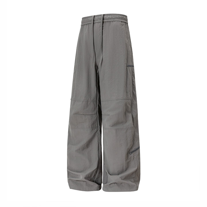 Men's Wide Cargo Pants with Elastic Waistband, Drawstring, and Zipper Pockets Mune Fashion