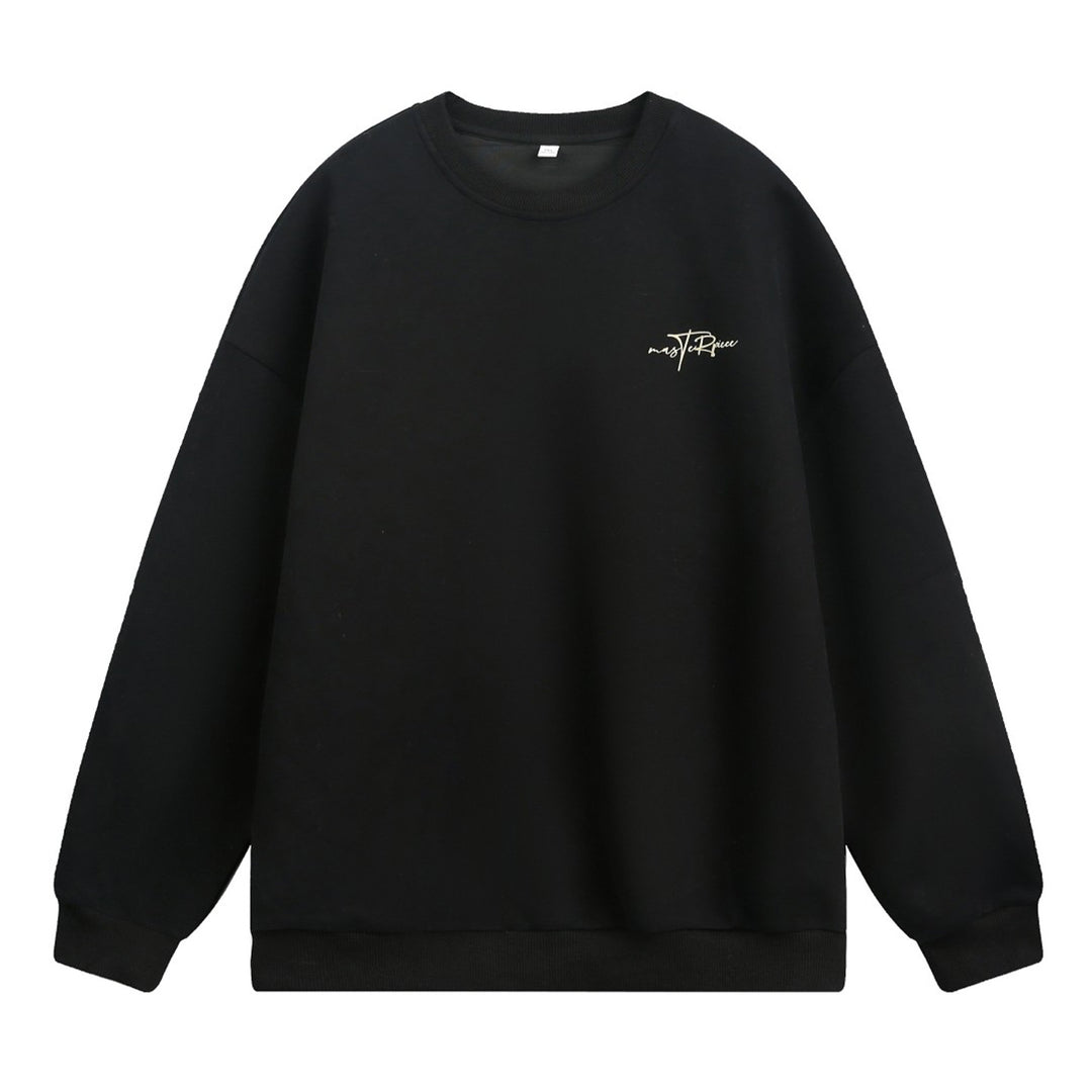 Unisex Boxy Sweatshirt with minimal script embroidery and ribbed hem Mune Fashion