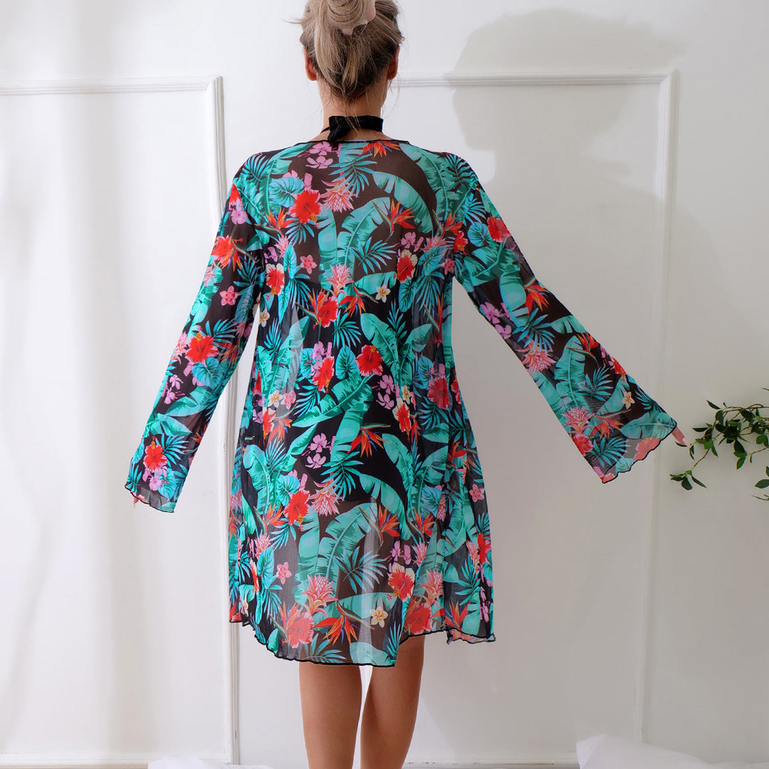 Women's beach cover-up with floral pattern and body Mune Fashion