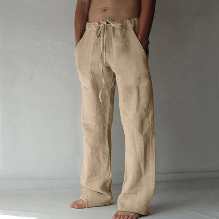 Men's relaxed linen pants with wide leg and drawstring waist Mune Fashion