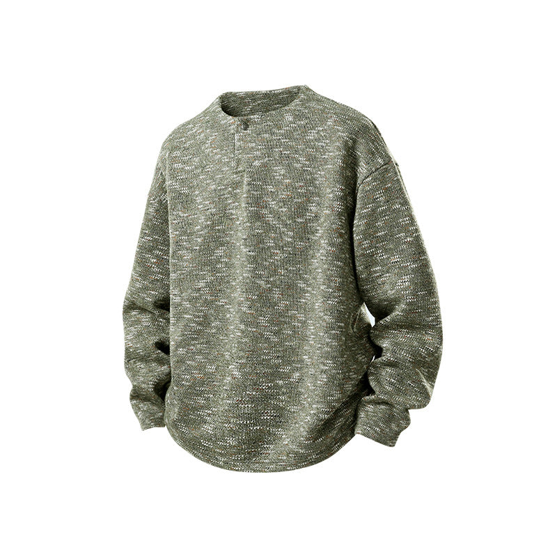 Men's oversized knitted sweater in melange look with round neck and ribbed cuffs Mune Fashion
