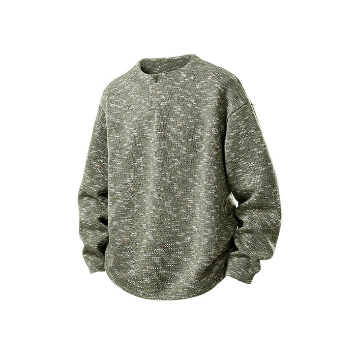 Men's oversized knitted sweater in melange look with round neck and ribbed cuffs Mune Fashion