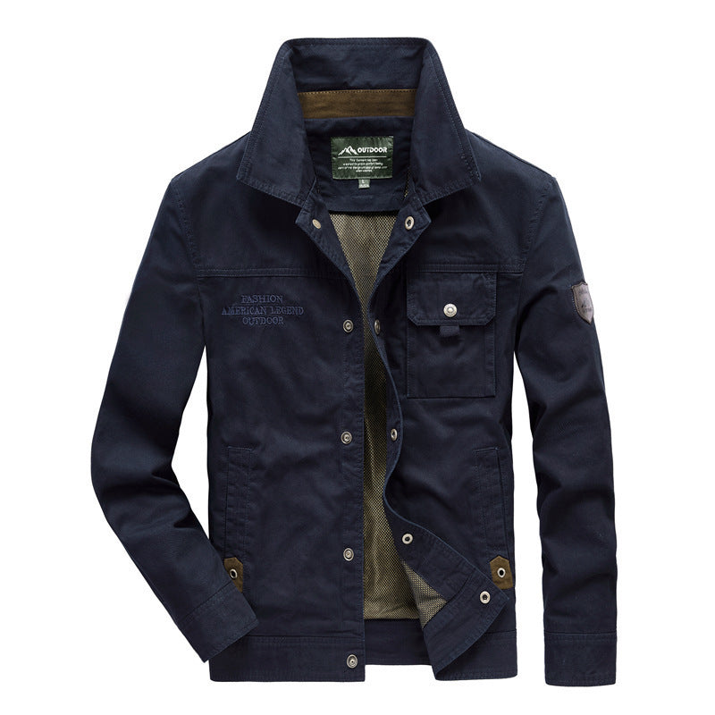 Men's Urban Canvas Utility Blouson with Stand-up Collar, Mesh Lining and Chest Flap Pocket Mune Fashion