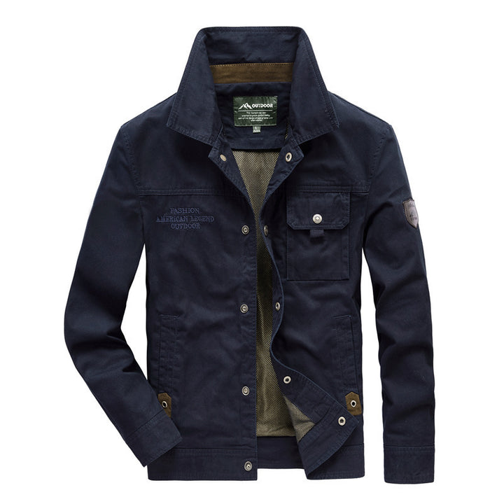 Men's Urban Canvas Utility Blouson with Stand-up Collar, Mesh Lining and Chest Flap Pocket Mune Fashion