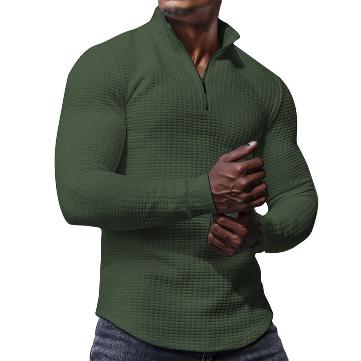 Men's waffle knit long sleeve shirt with short zip Mune Fashion