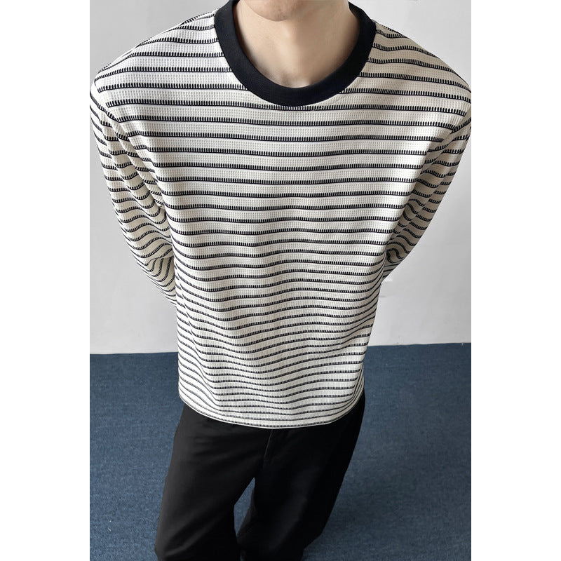 Men's Sporty Long Sleeve Shirt with Striped Pattern Mune Fashion
