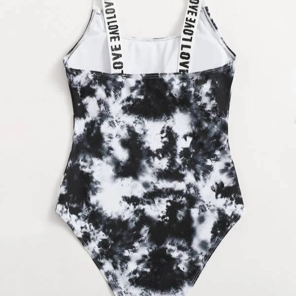 Ladies One-Piece Swimsuit with Fashionable Tie-Dye Pattern Mune Fashion