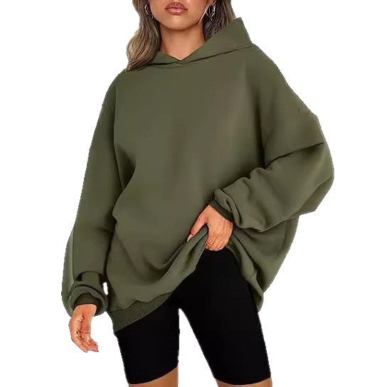 Women's oversized hoodie in longline cut with raglan sleeves and soft inner lining Mune Fashion