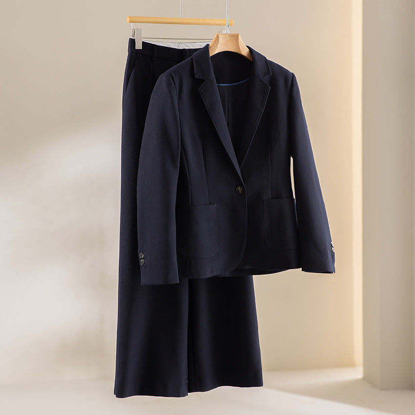 Women's Two-Piece Business Suit with Tailored Blazer and Wide Midi Skirt Mune Fashion