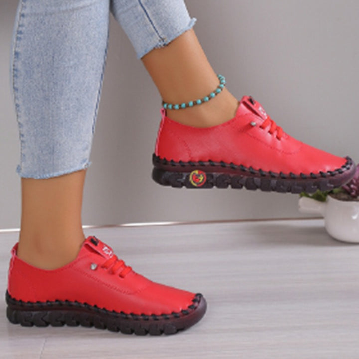 Women's lightweight, soft slip-on with hand-stitched rubber sole and elastic lacing Mune Fashion
