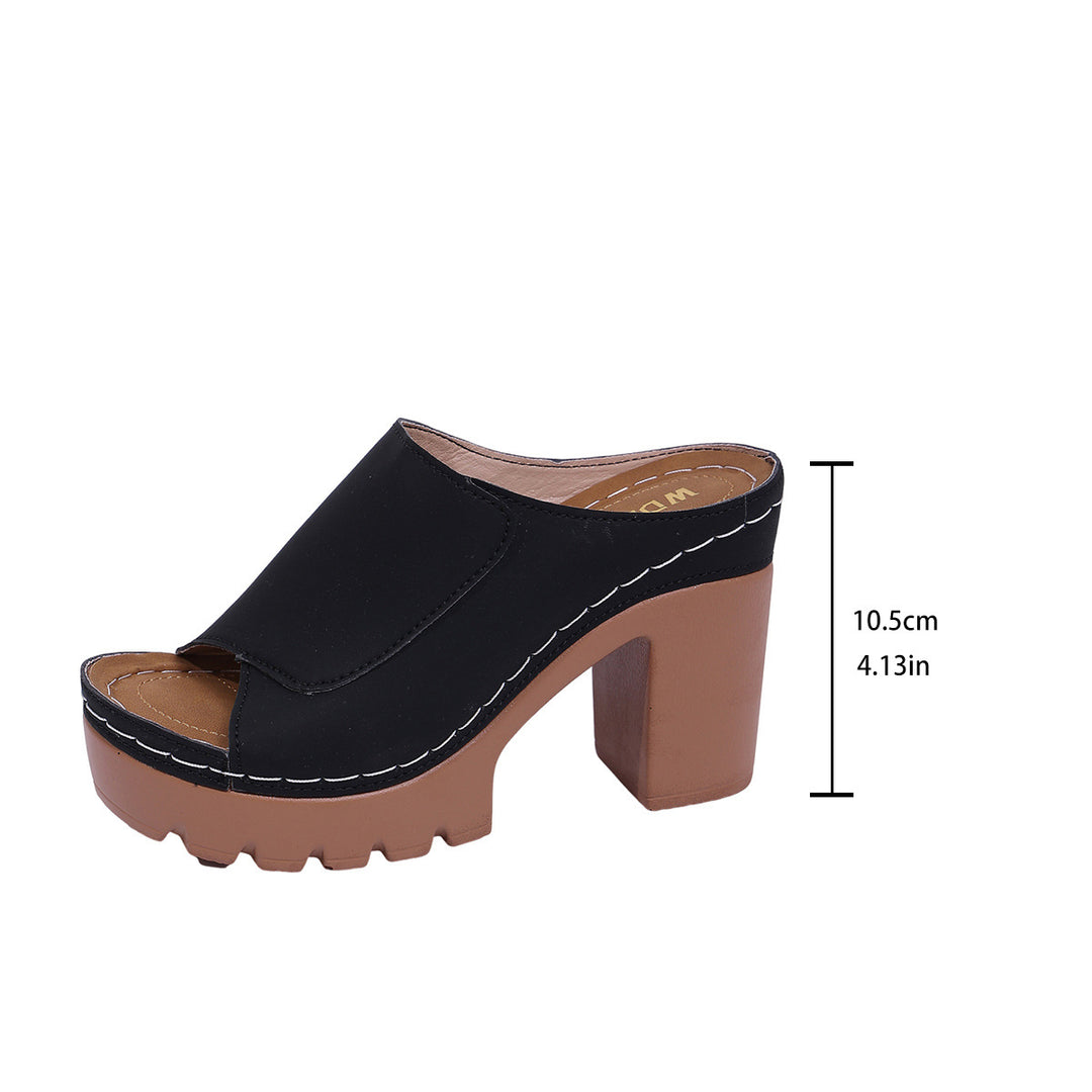 Women's platform mule with thick profiled sole, open toe area and block heel Mune Fashion