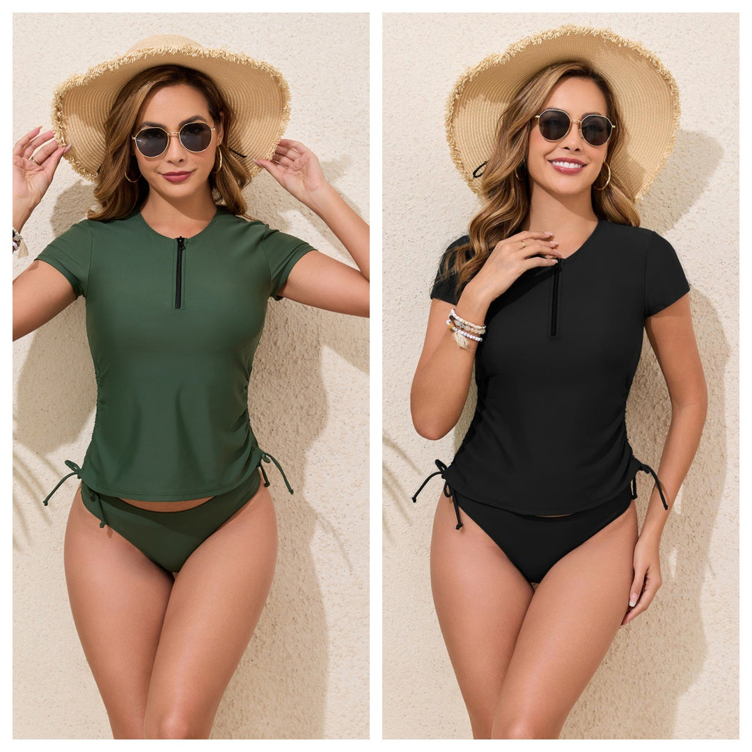 Ladies sporty rashguard bikini set with adjustable sides Mune Fashion