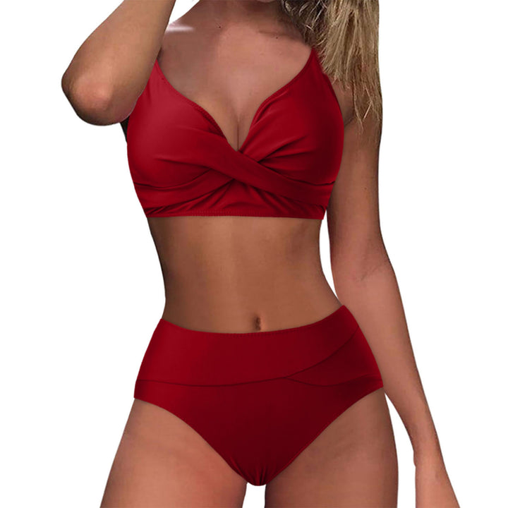 Women's High-Waisted Bikini Set with Sophisticated Twist Top Mune Fashion