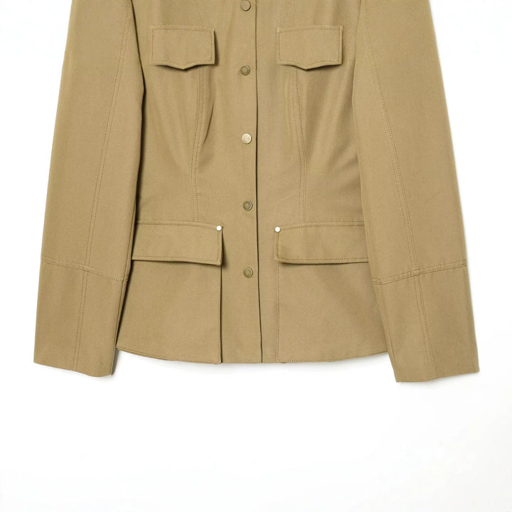 Women’s utility jacket with stand-up collar, flap pockets and shoulder epaulettes Mune Fashion