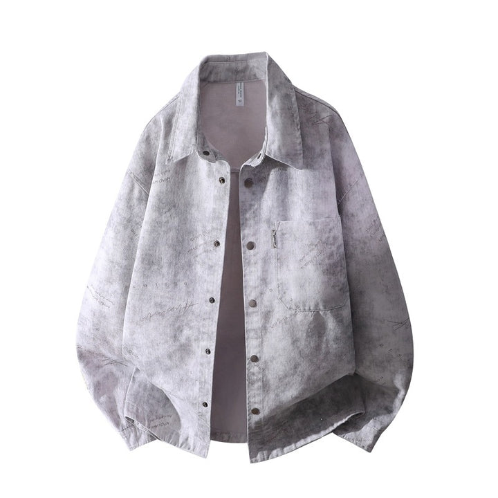 Men's Oversized Shirt Jacket with Vintage Wash and Snap Button Front Mune Fashion