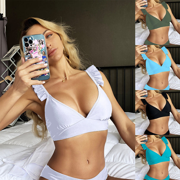Women's triangle bikini top with ruffle details Mune Fashion