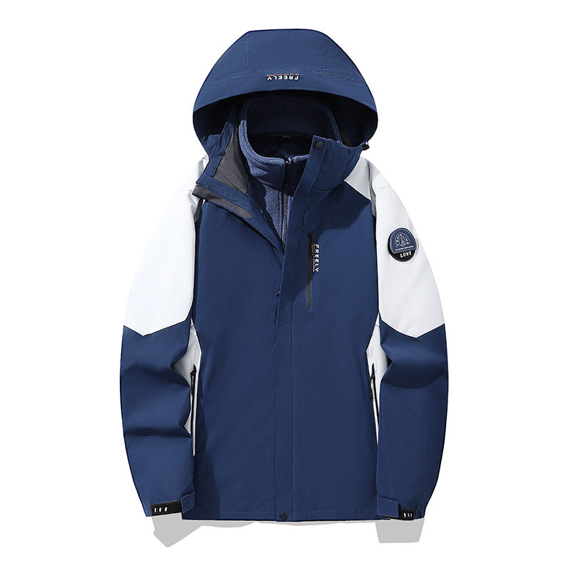 Men's non-waterproof three-piece winter jacket with removable hood and fleece inner jacket Mune Fashion