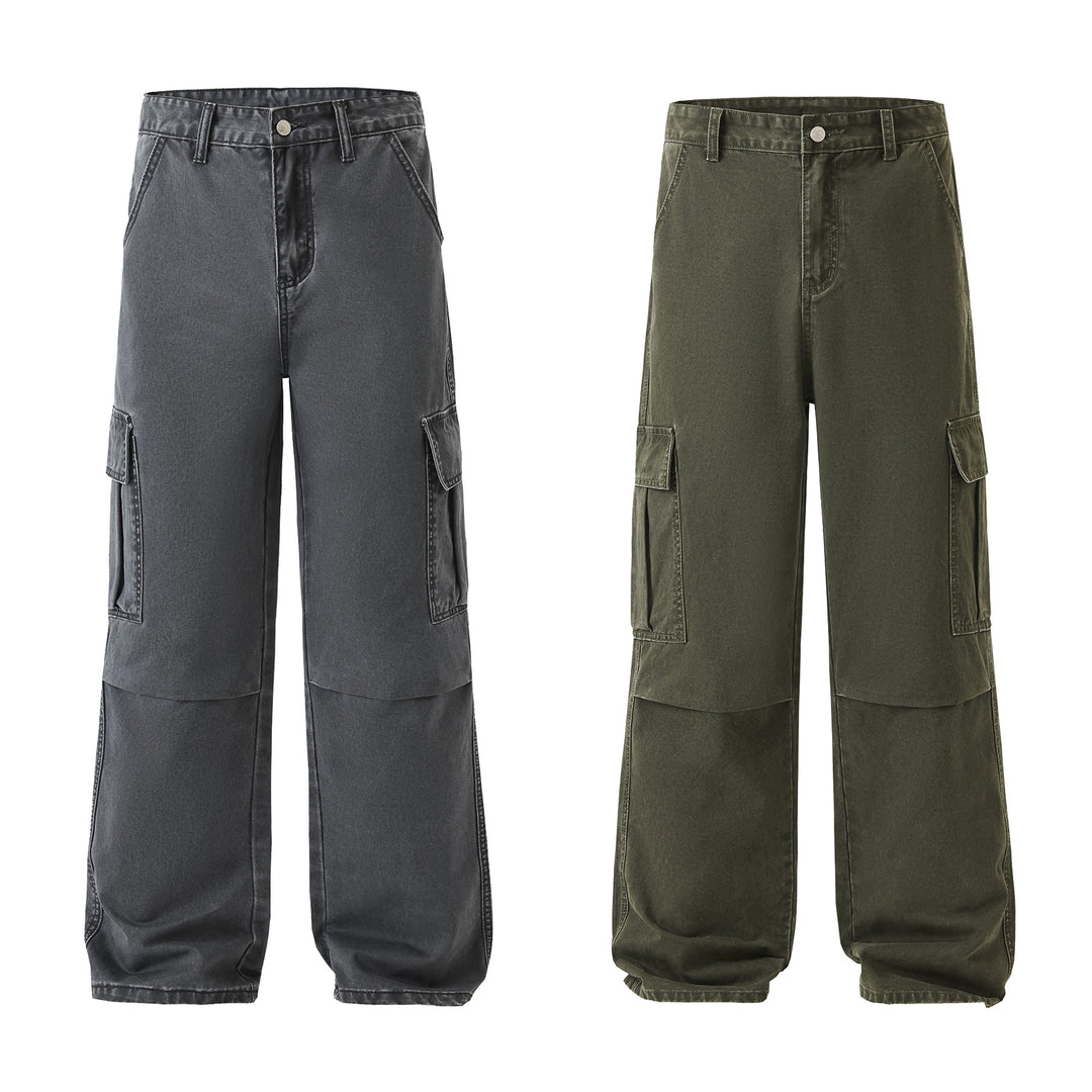 Men's Loose Fit Utility Cargo Pants with Reinforced Knees and Drop Crotch Mune Fashion