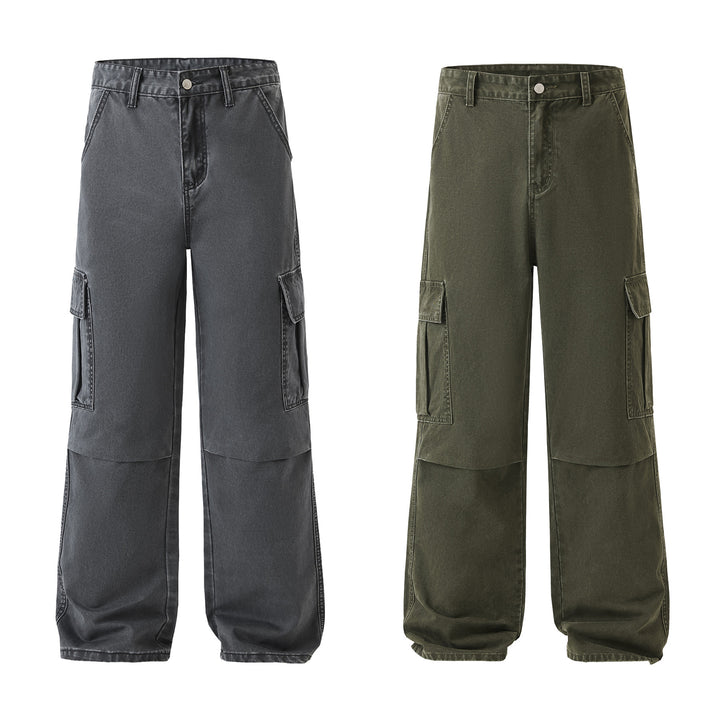 Men's Loose Fit Utility Cargo Pants with Reinforced Knees and Drop Crotch Mune Fashion