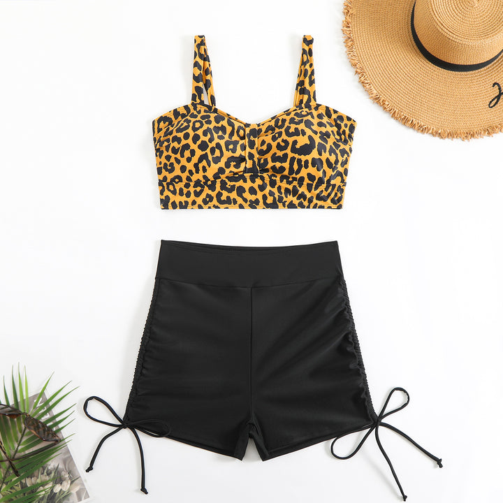 Women's bikini set with asymmetrical top and sporty shorts Mune Fashion