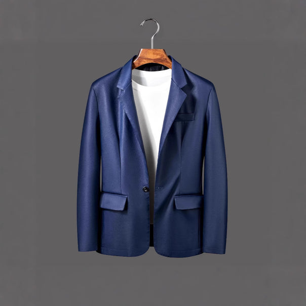 Men's Single-Breasted Blazer made of Faux Leather with Notch Lapel and Flap Pockets Mune Fashion