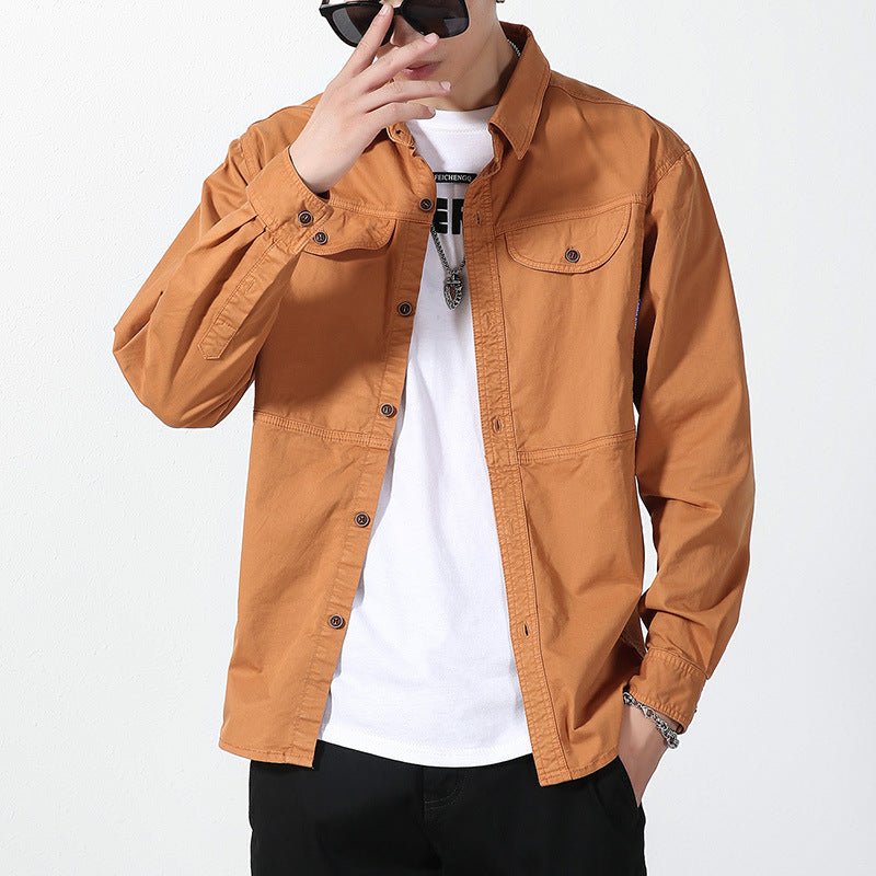 Men's lightweight canvas shirt jacket in overshirt style with chest flap pockets and button closure Mune Fashion