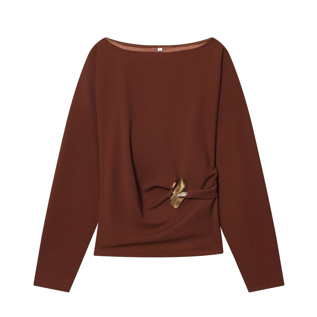 Women's Two-Piece Loungewear Set with Twisted Hem Detail and Loose High-Waist Pants Mune Fashion