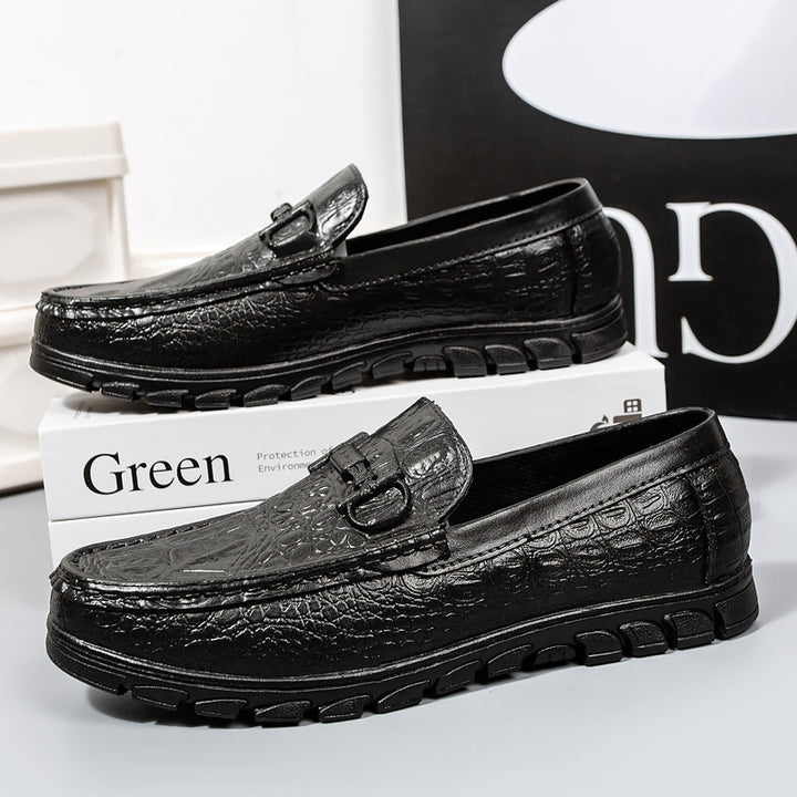 Men's moccasin in leather look with crocodile embossing, profile sole and comfort footbed Mune Fashion