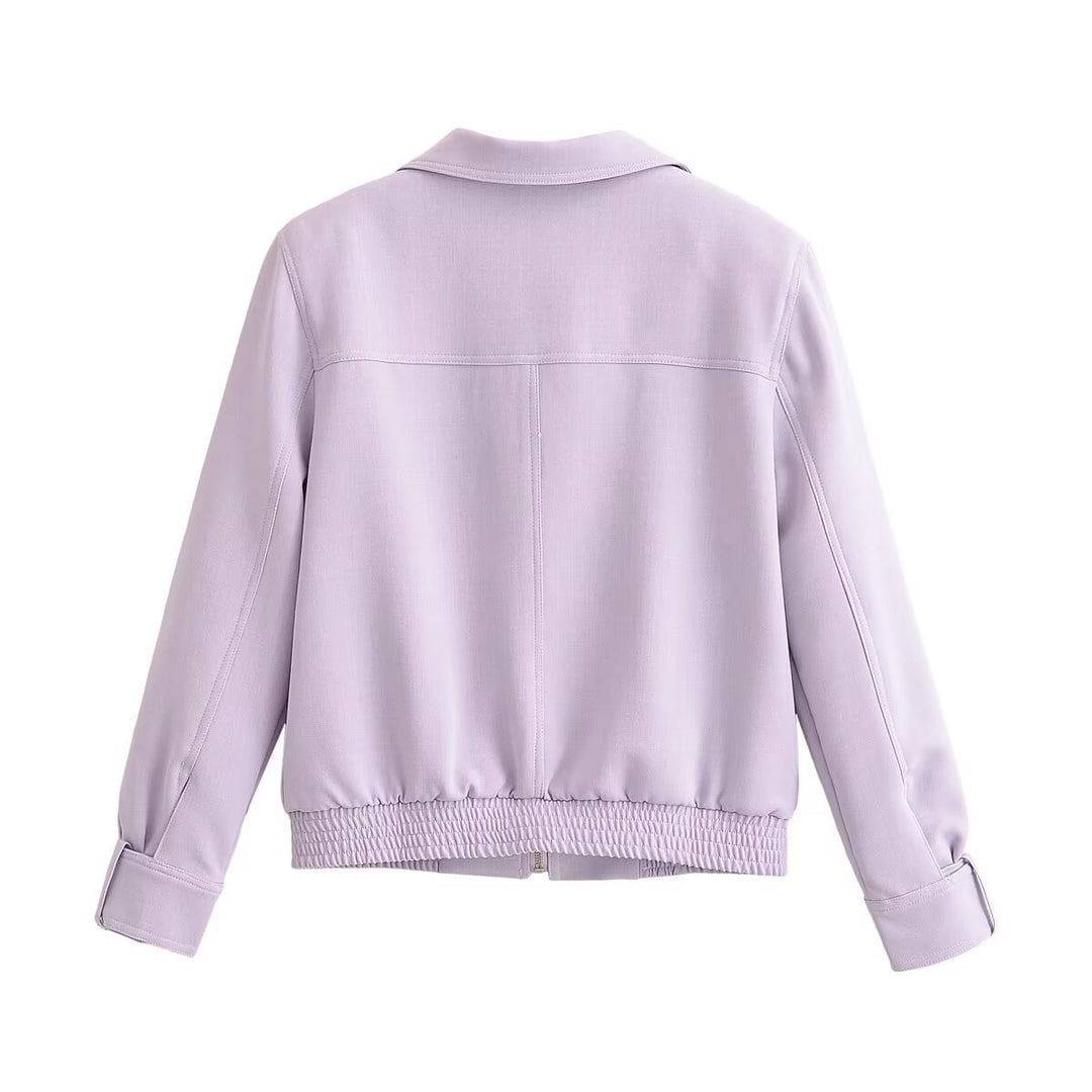 Women's Two-Piece Neoprene-Look Leisure Set with Cropped Blouson and High-Waist Pants Drune