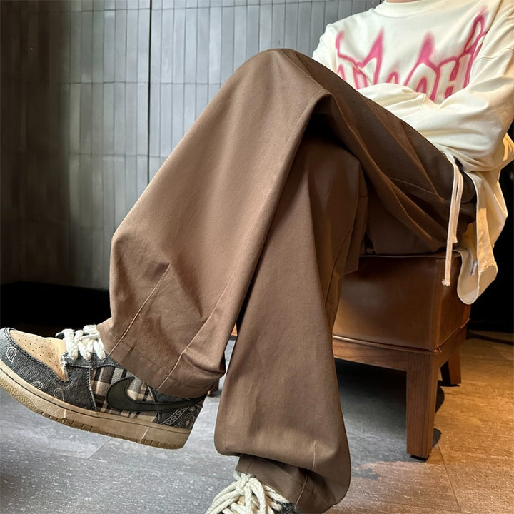 Men Wide-Cut Palazzo Lounge Pants with Drawstring, High Waist and Flowing Cotton Blend Mune Fashion