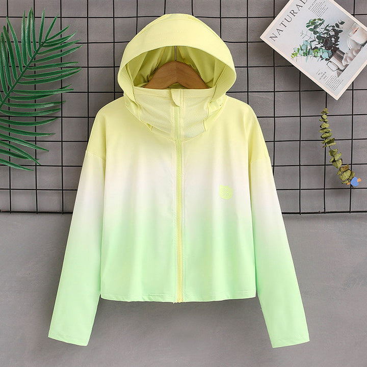 Women nan ultralight sun protection hoodie with ombre gradient and short cut Mune Fashion