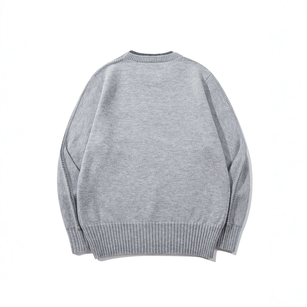Unisex Fine Knit Round Neck Sweater with Wide Ribbed Cuff and Dropped Shoulder Mune Fashion