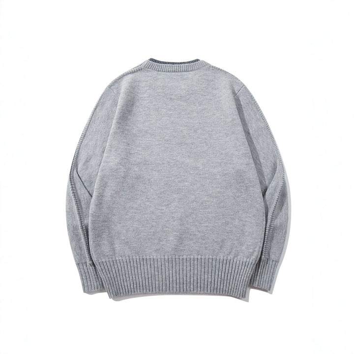 Unisex Fine Knit Round Neck Sweater with Wide Ribbed Cuff and Dropped Shoulder Mune Fashion