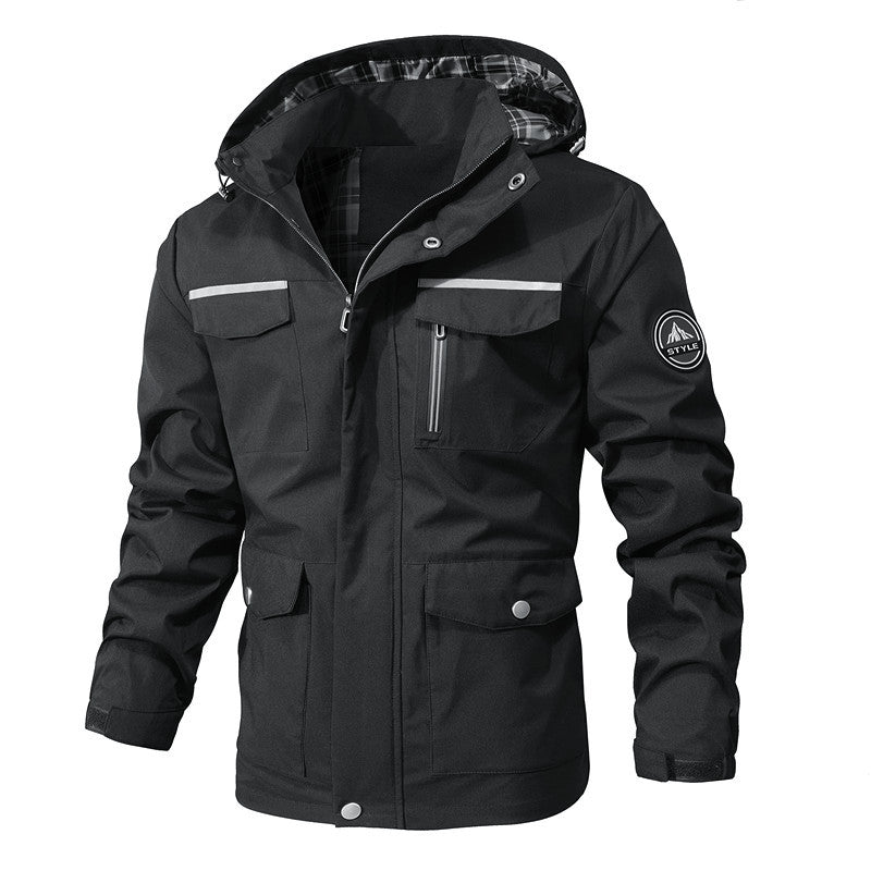 Men's outdoor field parka with water-repellent outer shell, checkered inner lining, and reflective details Mune Fashion