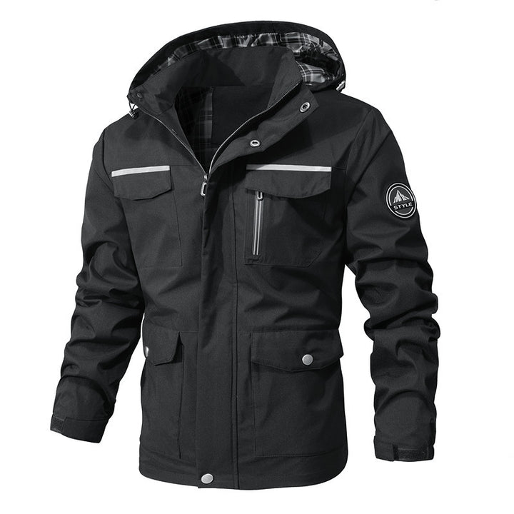Men's outdoor field parka with water-repellent outer shell, checkered inner lining, and reflective details Mune Fashion