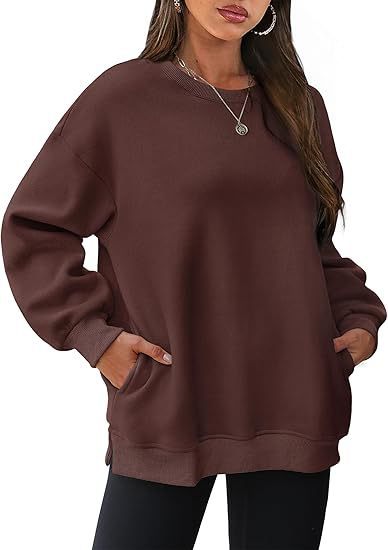 Women’s casual oversized sweatshirt with side pockets, ribbed hem, and dropped shoulder Mune Fashion