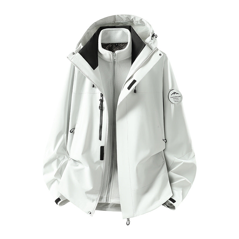 Men's two-layer softshell outdoor jacket with removable fleece lining and adjustable hood Mune Fashion