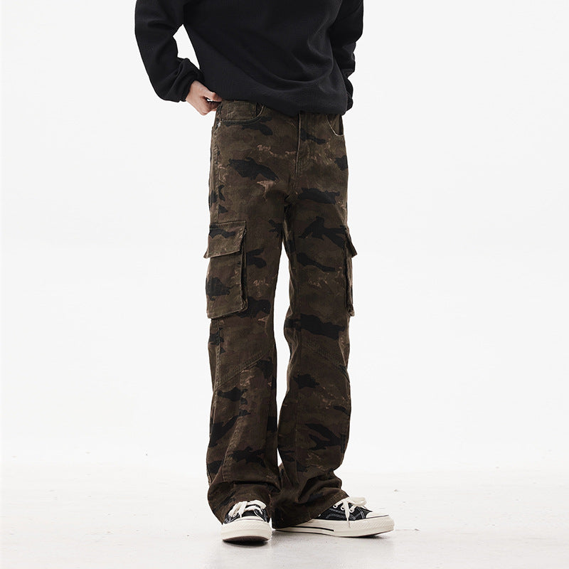 Unisex Cargo pants in wide Marlene cut with camouflage print and large flap pockets Mune Fashion