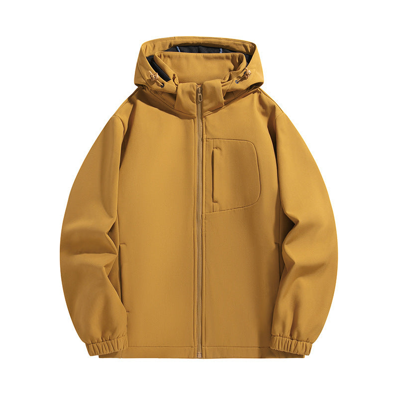 Men's Lightweight Softshell Hoodie Jacket with Water-Resistant Membrane and Chest Pocket Mune Fashion