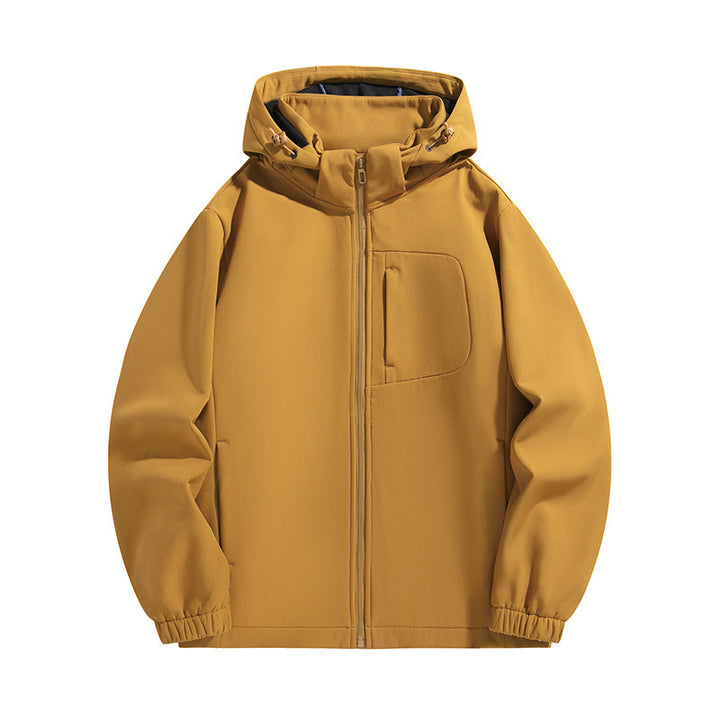 Men's Lightweight Softshell Hoodie Jacket with Water-Resistant Membrane and Chest Pocket Mune Fashion
