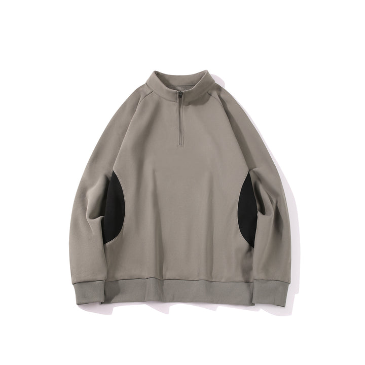 Herren Halbzip‑Sweatshirt mit Stehkragen und kontrastseitigen Einsätzen Mune Fashion