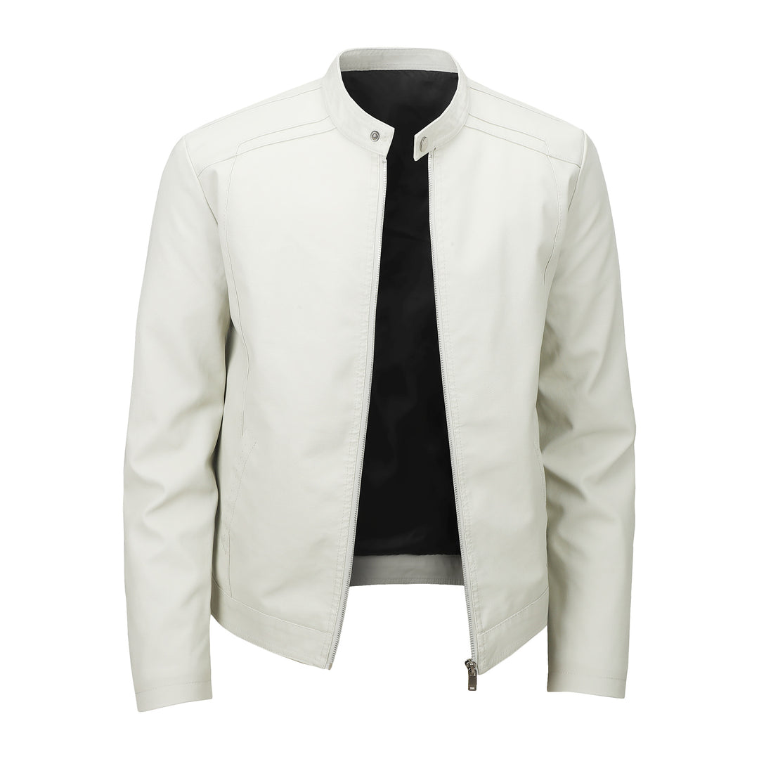 Men's sporty artificial leather jacket with zipper Mune Fashion