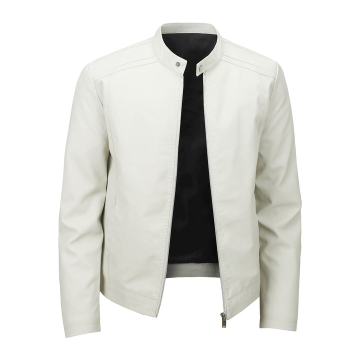 Men's sporty artificial leather jacket with zipper Mune Fashion