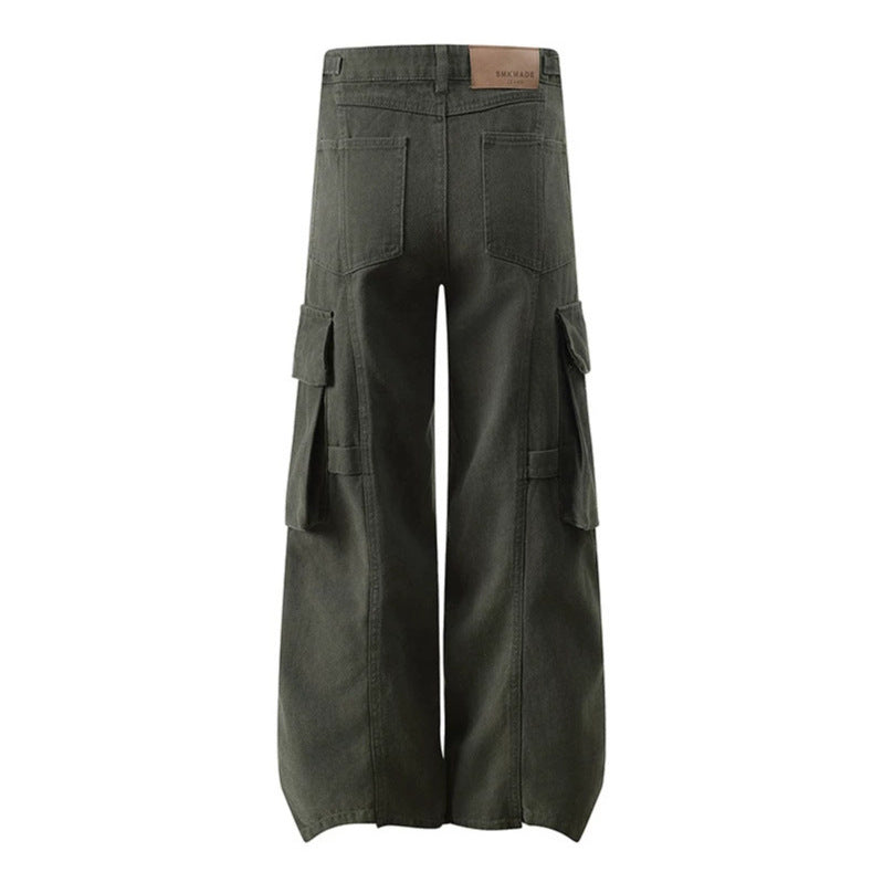 Women's high-waisted wide Cargo culotte pants with multi pockets and adjustable waistband Mune Fashion