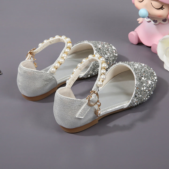 Girls Elegant Ballet Flats with Glitter and Pearls Mune Fashion