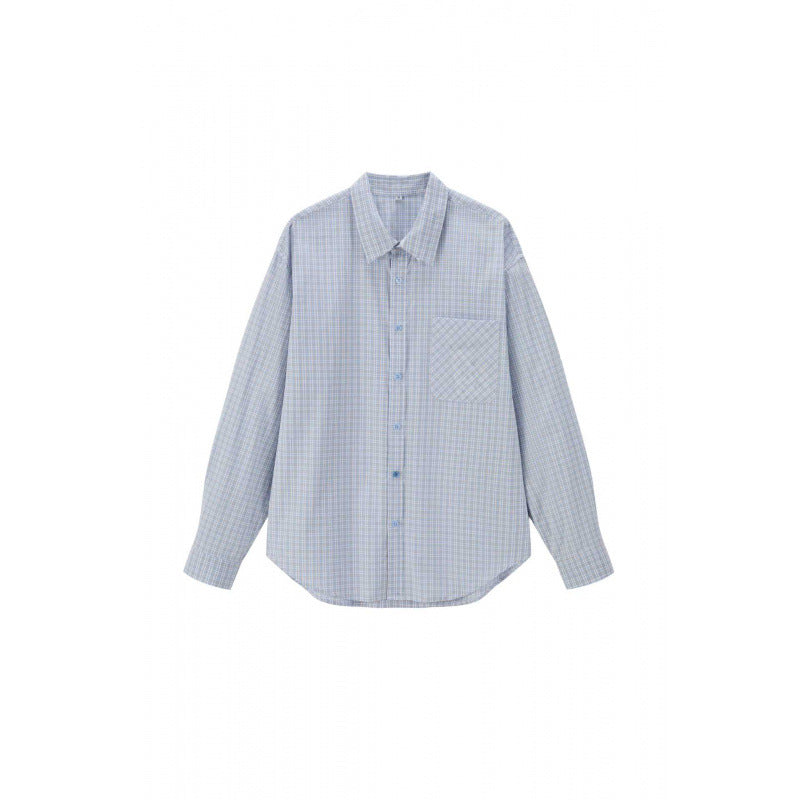 Unisex Loose-Fitting Checked Overshirt with Patch Chest Pocket and Curved Hem Mune Fashion