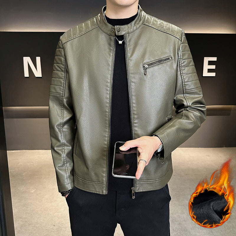 Men's Fashion Faux Leather Jacket with Stand-Up Collar Mune Fashion 1788322179